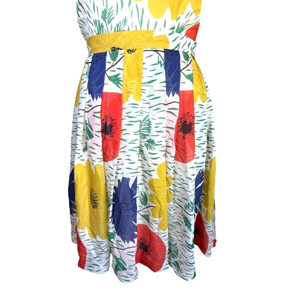 Girls From Savoy Anthropologie Size 4 100% Silk Dress Lined Primary Blooms Flora - Picture 3 of 9
